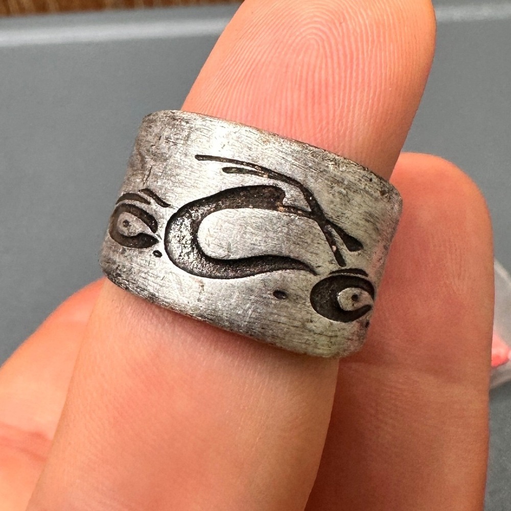 Vtg Orange County Choppers 2004 Sz 8 Silver Tone Band Ring Biker Motorcycle OCC